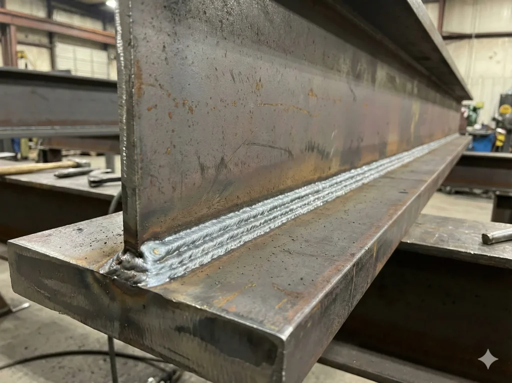 Aço Carbono Estrutural em Santa Catarina: Aplicações em Galpões, Máquinas e Estruturas Metálicas 3 Detalhe de conexão soldada em aço carbono estrutural de alta resistência