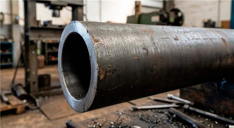 Aço Carbono para Tubo: O Guia Definitivo de Especificações e Aplicações Industriais 1 Close up de um tubo mecanico laminado sem costura